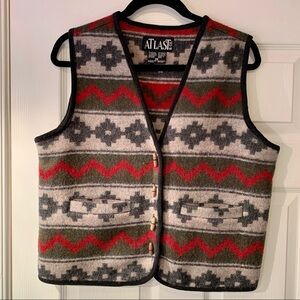 At Last & Co Vest Southwestern Womens Medium Red Gray Western
